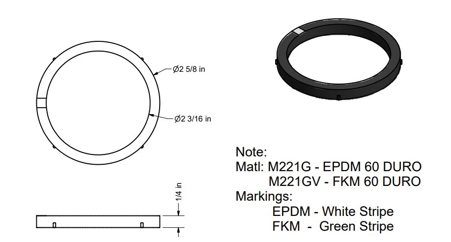 M221G  - 220 Series 2" Full Port EPDM Manifold Gasket with Rib